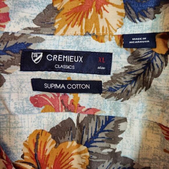 Cremieux Classics Mens Supima Cotton Shirt Size XL Blue Floral Casual Preppy - Picture 3 of 7